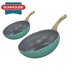 Chảo chống dính vân đá sâu lòng clover sunhouse 20-30cm