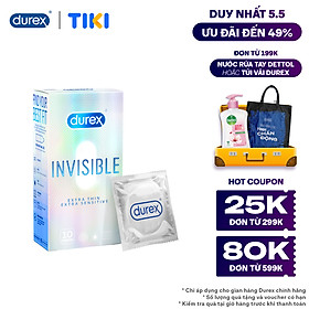 Bao cao su Durex Invisible Extra Thin Extra Sensitive 1 Hộp 10 Bao