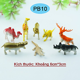 Mua Bộ Mô Hình Nhựa Đồ Chơi 8 con Hươu Cao Cổ Nai Lạc Đà Sư Tử Tê Giác Cá Sấu Chuột Túi Hà Mã PB10