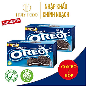 Combo 2 Hộp Bánh quy Oreo Kem Vị Vani 176g Nhập Khẩu Châu Âu