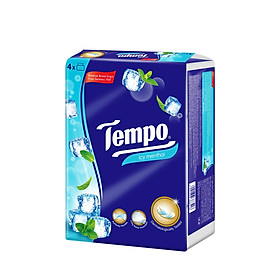 Lốc 4 Gói Khăn Giấy Cao Cấp Tempo Softpack Mùi Bạc Hà, 4 Lớp, Không Gây Kích Ứng Da (90 Tờ/ Gói) - Thương Hiệu Đức