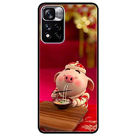 Ốp lưng dành cho Xiaomi Redmi Note 11 Pro 5G ( Bản Nội Địa ) mẫu Heo Ăn Nền Đỏ