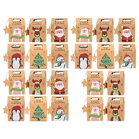 24x Christmas Treat Bags Candy Boxes Creative Biscuits Bag Cookie Gift Bag Pouch Party Favor Bag Candy Packing Box for Wedding Holiday Candy