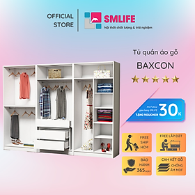 Mua Tủ quần áo gỗ hiện đại SMLIFE Baxcon | Gỗ MDF dày 17mm chống ẩm | D240xR45xC180cm