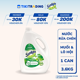 Nước Rửa Chén Bát Sunlight Thiên Nhiên Muối Khoáng & Lô Hội 3.6kg