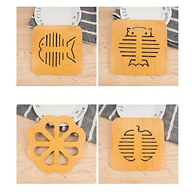 Mua COMBO 4 TẤM LÓT NỒI  CỐC CHÉN CÁCH NHIỆT CHỐNG NÓNG BẰNG GỖ