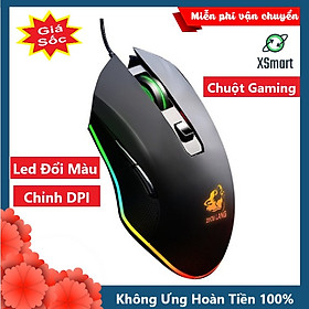 Chuột Máy Tính XSmart Free Wolf V1 LED RGB Chơi Game Tự Động Đổi Màu Cực Đẹp - Hàng Chính Hãng