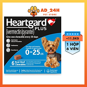 1 hộp x 6 viên HEARTGARD (mẫu mới) tẩy giun chó từ 600gr-11.5kg