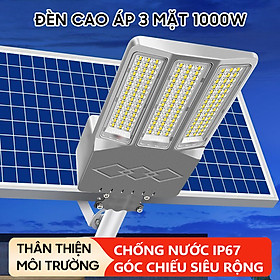 Đèn năng lượng mặt trời 1000w-cao áp 3 mặt, vật liệu cao cấp, bền đẹp,, góc chiếu sáng siêu rộng- K1545