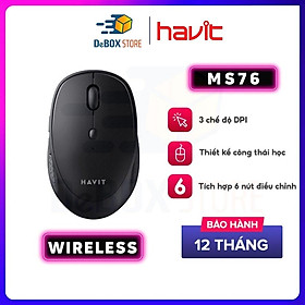 Mua Chuột Không Dây HAVIT MS76  Thiết Kế Công Thái Học  3 DPI+ 6 Nút Chỉnh  Tuổi Thọ 3Tr Lần Nhấn - Hàng Chính Hãng