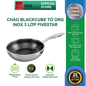 Mua Chảo sâu lòng tổ ong 3 lớp đáy liền inox 304 Blackcube FiveStar Plus nắp kính ( 24cm / 26cm / 28cm )  dùng được bếp từ