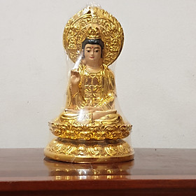 Tượng Quan Âm Bồ Tát Phước Tài 2 Mặt Màu Vàng Đồng Trang Trí Xe Hơi, Nhà Cửa KB09