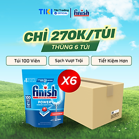 Thùng 6 Túi Viên Rửa Chén Bát Finish Powerball Power All In 1 100 Viên