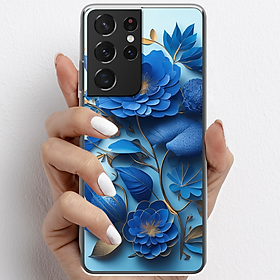 Ốp lưng cho Samsung Galaxy S21 Ultra nhựa TPU mẫu Hoa xanh dương