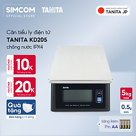 Cân tiểu ly điện tử nhà bếp chống nước IPX4 TANITA KD205,Chính hãng nhật bản (10kg-0.5g)có trừ bì,bền đẹp,chính xác,sử dụng làm bánh,cân tổ yến,cân hải sản và y học,tặng kèm pin