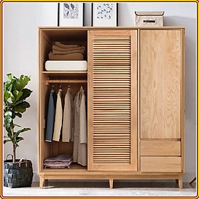 Mua Tủ quần áo gỗ sồi Tundo 2 cánh lùa 1 cánh mở 180 x 60 x 200 cm