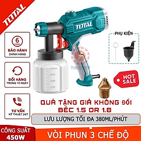 Mua máy phun sơn dùng điện 450W Total tặng kèm thêm 1 đầu béc 1.5 hoặc 1.8