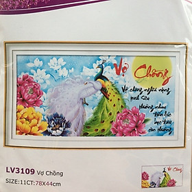 TRANH THÊU CHỮ THẬP VỢ CHỒNG 78x44cm - tự đính