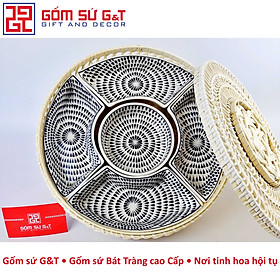 Mua Khay mứt tết vẽ hạt mưa Gốm Sứ G&T