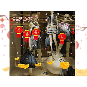 Decal trang trí nhà cửa- đèn lồng thỏi vàng
