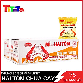 Thùng Mì Hai Tôm Tôm Chua Cay 75g x 30 gói