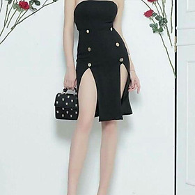 Đầm cúp rẻ tà sexy đính nút