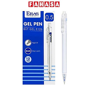 Hộp 12 Bút Gel Bấm Ngòi ST Nét 0.5 mm - Eras E126 - Mực Xanh