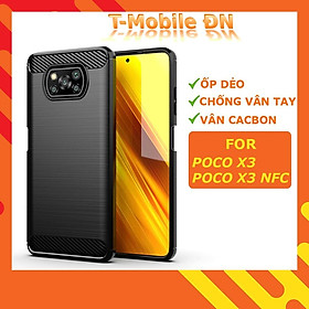 Ốp lưng cho Xiaomi Poco X3 NFC X3 Pro dẻo Cacbon phay xước chống sốc chống vân tay