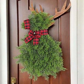 Elk Christmas Wreath Christmas Decoration, Holiday Party Decor Ornament, Door Hanging Wreath for Fireplace Windows Wall