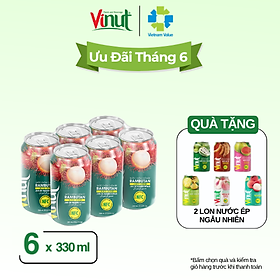 [LỐC 6 LON] Nước ép Chôm Chôm, Nước ép trái cây tươi VINUT. Lon 330ml