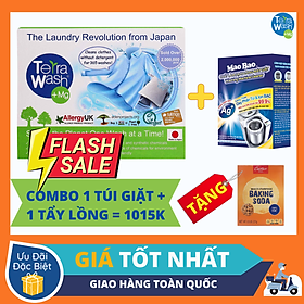 Combo túi giặt thay thế xà phòng Terra Wash + bột tẩy lồng máy giặt Mao Bao - Tặng Baking Soda