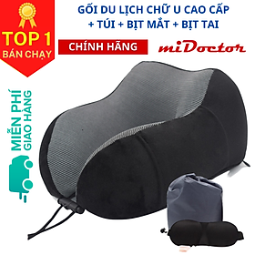 Hình ảnh Gối Chữ U Kèm Bịt Mắt, Bịt Tai – Gối Ngủ Du Lịch, Tựa Đầu Chống Mỏi Chất Liệu Memory Foam Chính Hãng miDoctor – mi1711