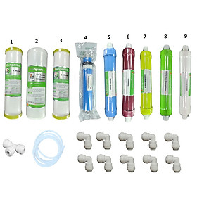 Combo Bộ 9 Lõi Lọc Nước Kangaroo 1,2,3,4,5,6,7,8,9 (RO Hàn Quốc, Nano Silver, Ceramic, Ankaline, Maifan, ORP Cartridge) - Hàng Chính Hãng