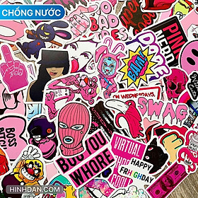 Sticker Hồng Ngầu - Swag Pink - Dán Trang Trí - Chất Liệu PVC Cán Màng Chất Lượng Cao Chống Nước, Chống Nắng, Không Bong Tróc Phai Màu