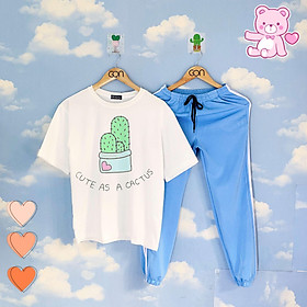 Set Đồ Bộ Áo Thun Tay Lửng Quần Kẻ 3 Sọc, Quần Ulzzang 2 Sọc