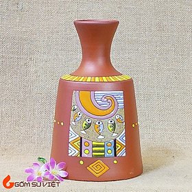 Mua Bình hoa gốm mộc dáng vai vuông cổ nhỏ đỏ ĐL Mẫu 2 - Gốm Bát Tràng