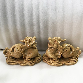 Mua Tỳ hưu  tì hưu đá tự nhiên nguyên khối 20 kg/ cặp  dài 37cm màu đỏ hồng cho người mệnh Thổ và Hỏa