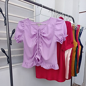 Áo Croptop New Design Thiết Kế Cổ V ,Áo Nữ Xinh Đẹp Chất Vải Lụa ,Mặc Mát AO0003