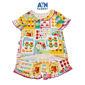 Bộ quần áo ngắn bé gái họa tiết Hoa patchwork cotton - AICDBGDITUOP - AIN Closet
