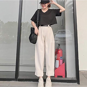 Áo croptop cổ tim nữ