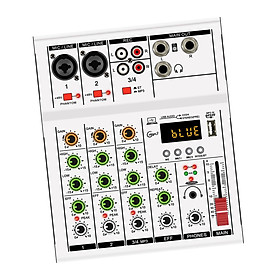Audio Mixer Sound Controller 4 Channel 48V Power Reverb RCA Sound Mixing Console Sound Board for Broadcast DJ Stage Beginners