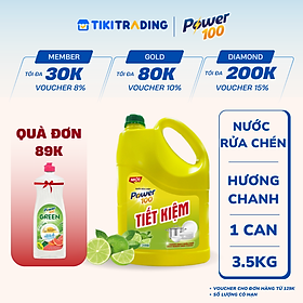Can Nước Rửa Chén POWER100 Tiết Kiệm Hương Chanh 3.5KG