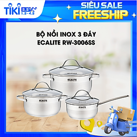 Bộ nồi inox 3 đáy E-Series Ecalite RW-3006SS - Hàng Chính Hãng