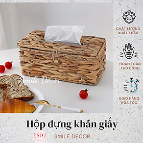 Mua Hộp đựng khăn giấy đan lục bình Smile Decor sang trọng – Rectangle Hyacinth tissue/napkin box cover