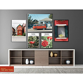 Tranh treo tường - Bộ 5 tranh canvas Bắc Âu hiện đại 17 , tranh canvas giá rẻ