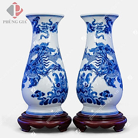 Mua Lọ hoa  bình bông Men Lam Trắng Trơn họa tiết RỒNG