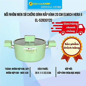 Nồi nhôm men sứ chống dính nắp kính 20 cm Elmich Hera II EL-5203GY20 - Hàng Chính Hãng