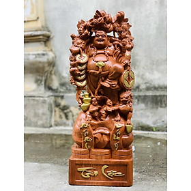 Mua Tượng phật di lặc gánh cành đào bằng gỗ hương đá kt cao 60×24×14cm