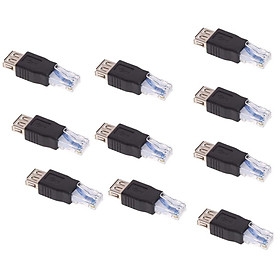 10 Pieces  Male to USB Female LAN Network Sockets Adapter Converter