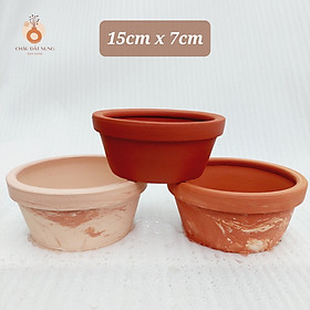 Chậu đất nung Bình Dương - Cái thau, đường kính miệng 15cm, chiều cao 7cm